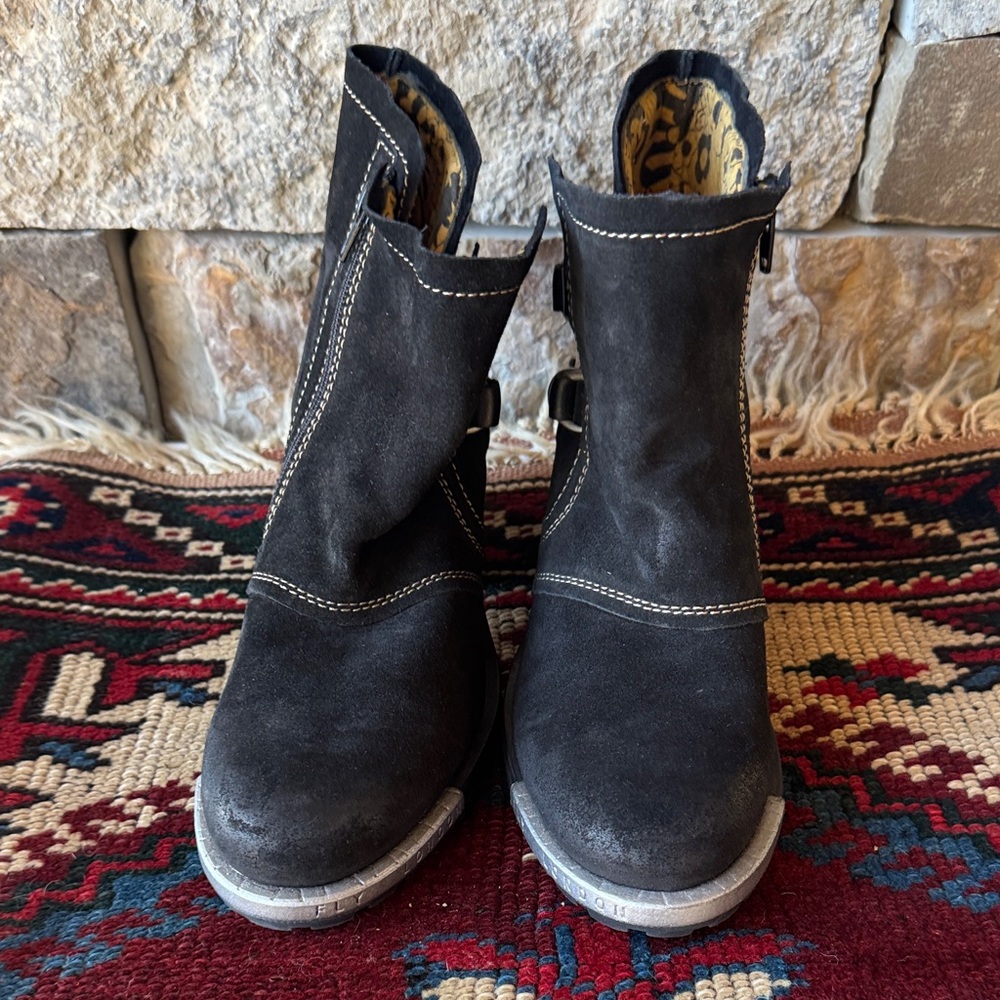 Fly London Logger Lory Black Boots Size 39